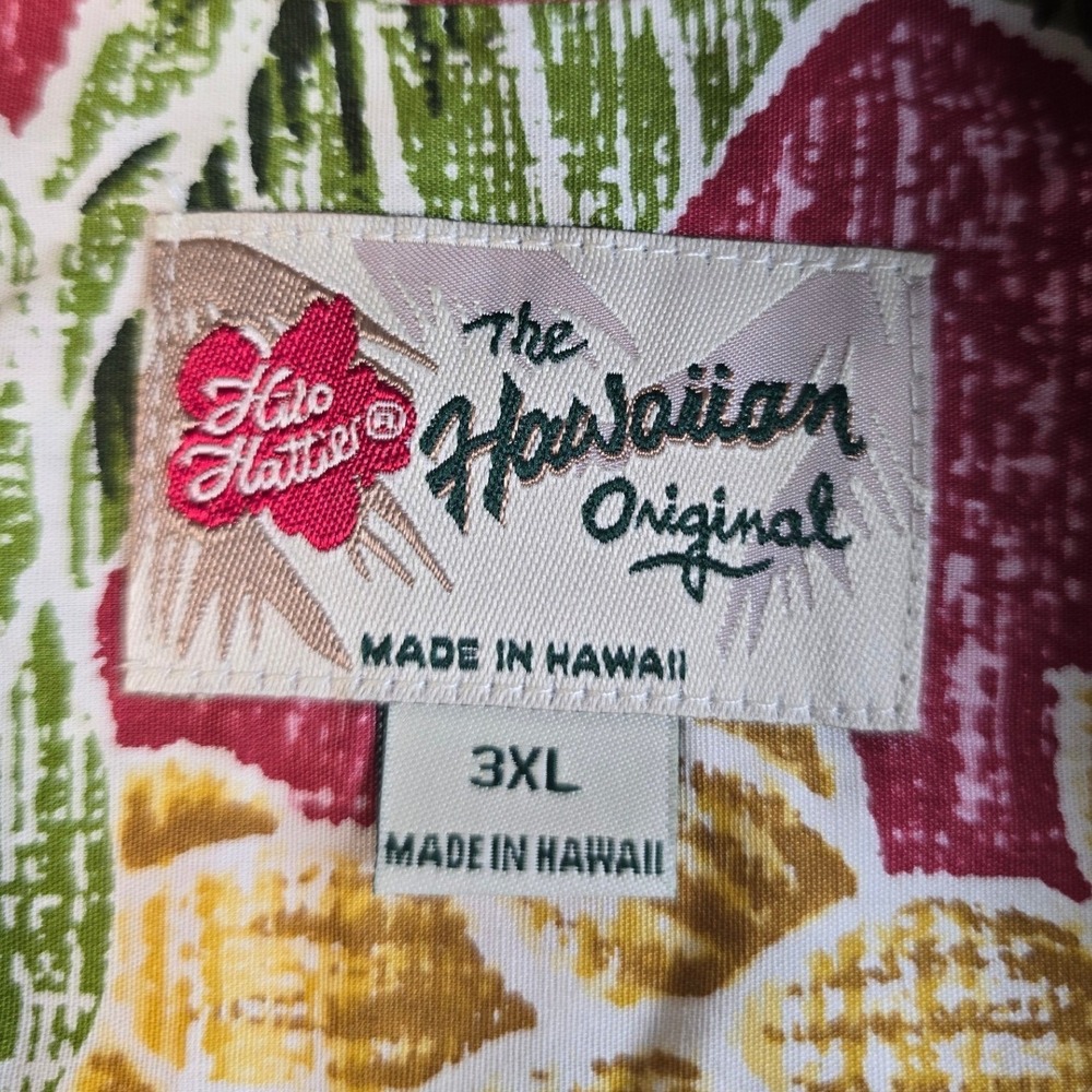 Vtg Hilo Hattie Men's Red Yellow Floral Hawaiian Shirt Made in Hawaii Size 3XL - Picture 4 of 9